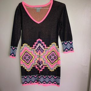 Flying Tomato Colorful sweater dress 3/4 sleeve